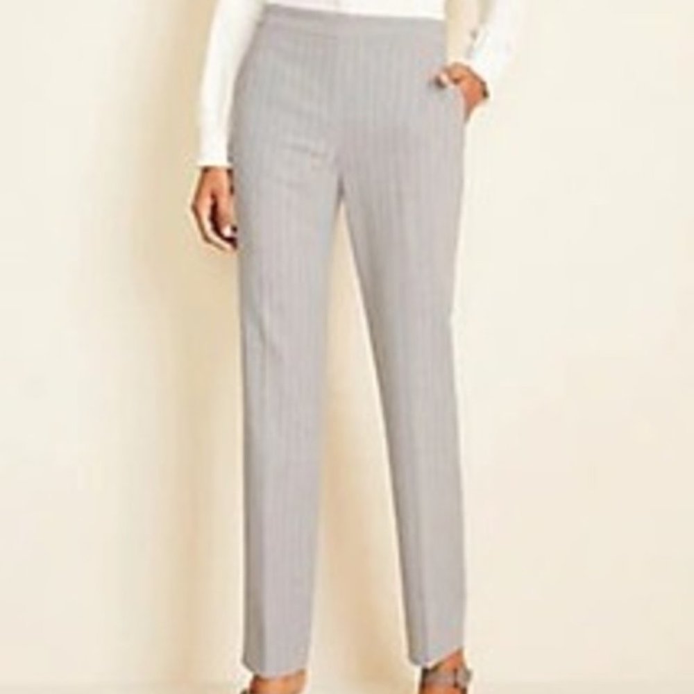 Side-Zip Straight Pant in Pinstripe Bi-Stretch